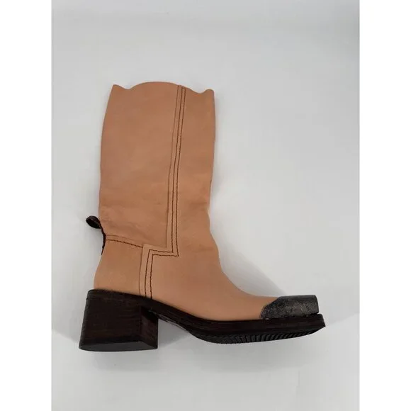 Free People We The Free Beau Tall Rider Boots Size 7 Metal Toe Leather New Read - Picture 10 of 16